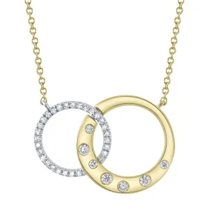 0.16 Ct 14K2T Y/W Diamond Circle Necklace SC22009316