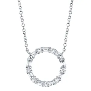 0.29 Ct Diamond Baguette Circle Necklace SC55008725