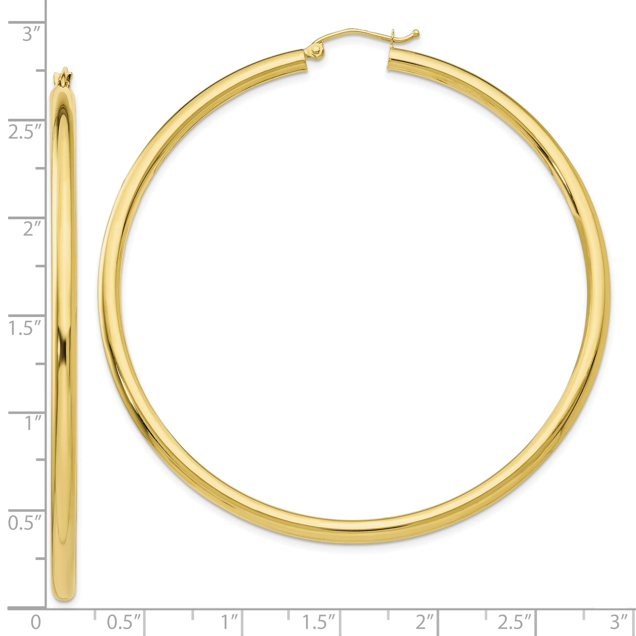 10K Gold Polished 3mm Hoop Earrings for Women Elegant and Timeless