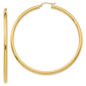10K Gold Polished 3mm Hoop Earrings for Women Elegant and Timeless