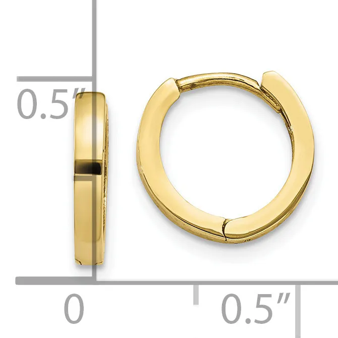 10K Gold Polished Hinged Hoop Earrings for Women  Solid Huggie Style