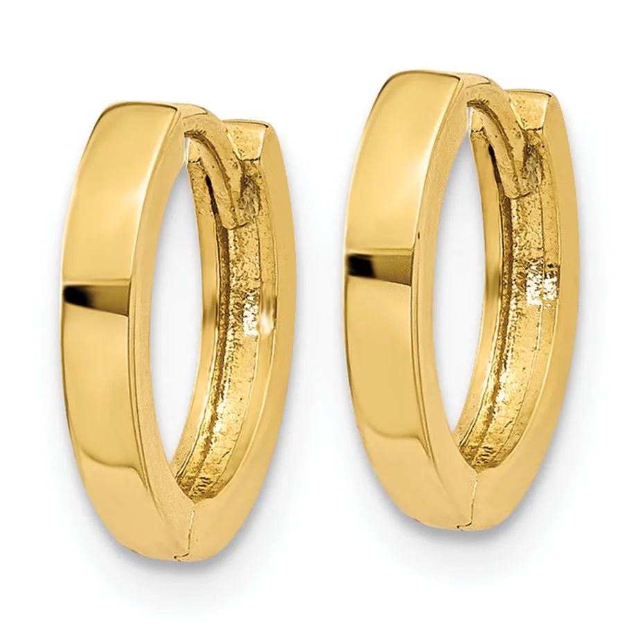 10K Gold Polished Hinged Hoop Earrings for Women  Solid Huggie Style
