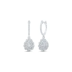 10kt White Gold Diamond Hoop Dangle Earrings: Timeless Elegance and Sparkling Brilliance