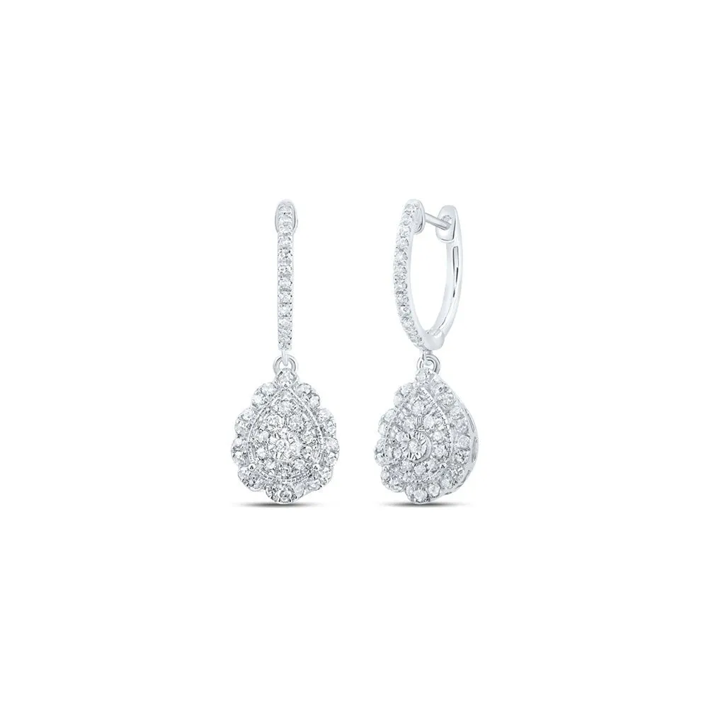 10kt White Gold Diamond Hoop Dangle Earrings: Timeless Elegance and Sparkling Brilliance