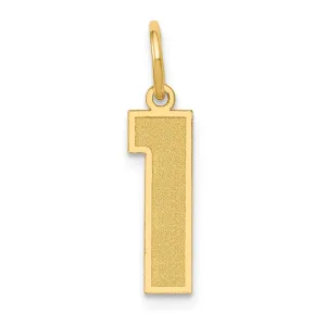 14K Gold Medium Satin Number 1 Charm with Brushed Finish Elegant & Sleek