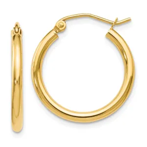 14K Gold Polished Hoop Earrings 20mm Lightweight Elegant Design