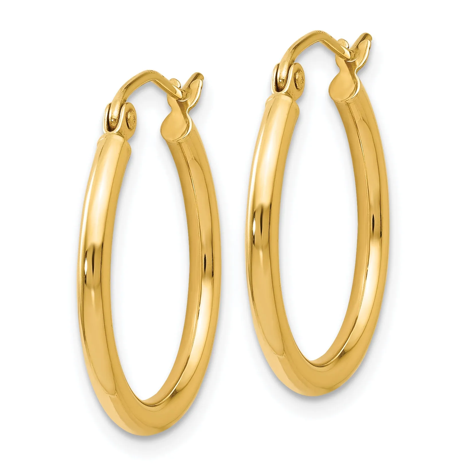 14K Gold Polished Hoop Earrings 20mm Lightweight Elegant Design