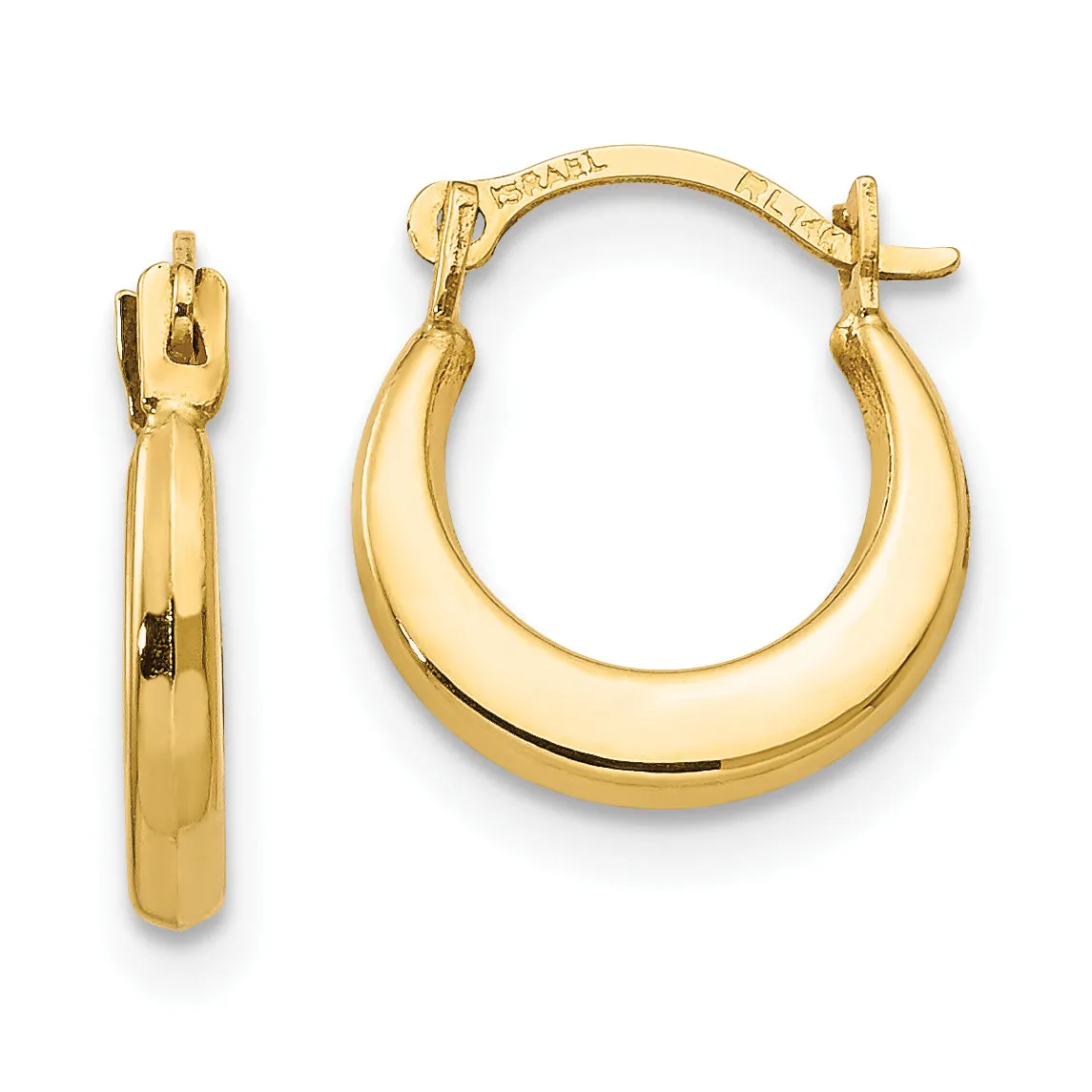 14K Gold Polished Small Hoop Earrings for Women Elegant and Timeless