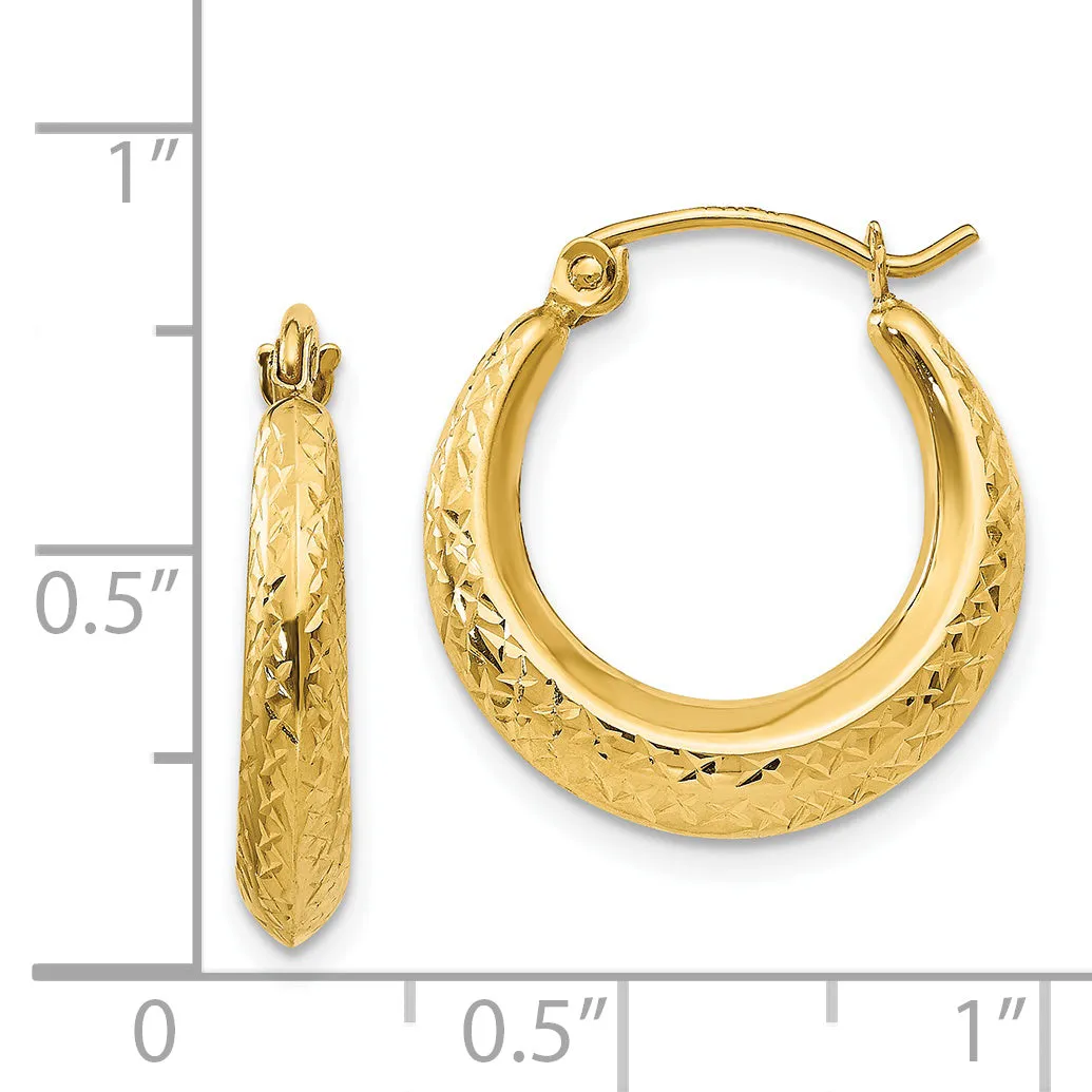 14K Gold Textured Hollow Hoop Earrings Nickel-Free Elegant Design