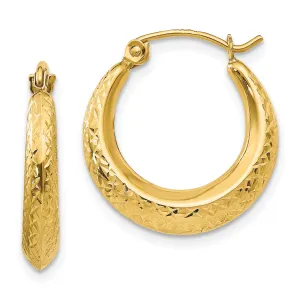 14K Gold Textured Hollow Hoop Earrings Nickel-Free Elegant Design