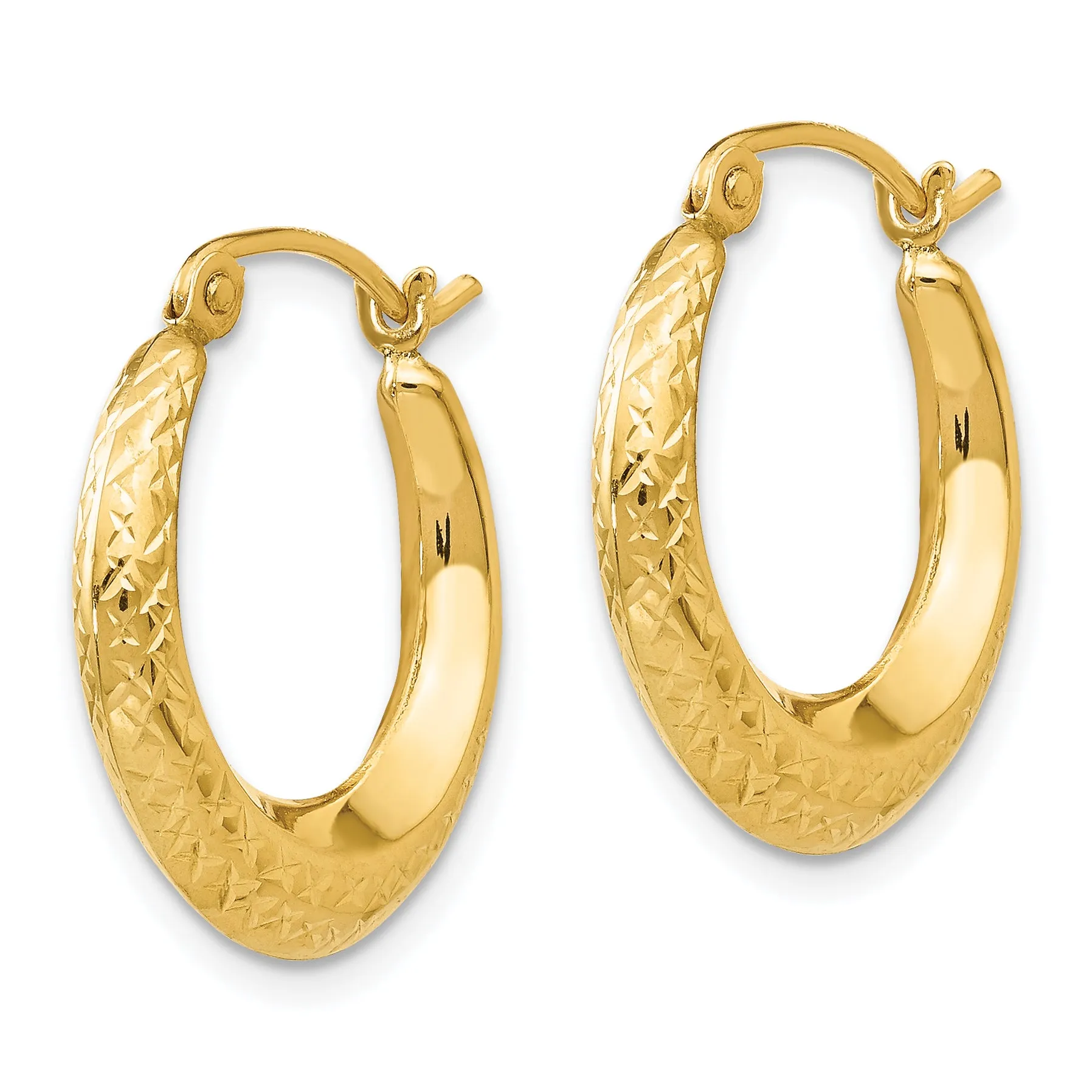 14K Gold Textured Hollow Hoop Earrings Nickel-Free Elegant Design