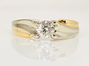 14K TWO-TONE .44 CARAT TOTAL I1 H DIAMOND ROUND ESTATE RING 3.5 GRAMS