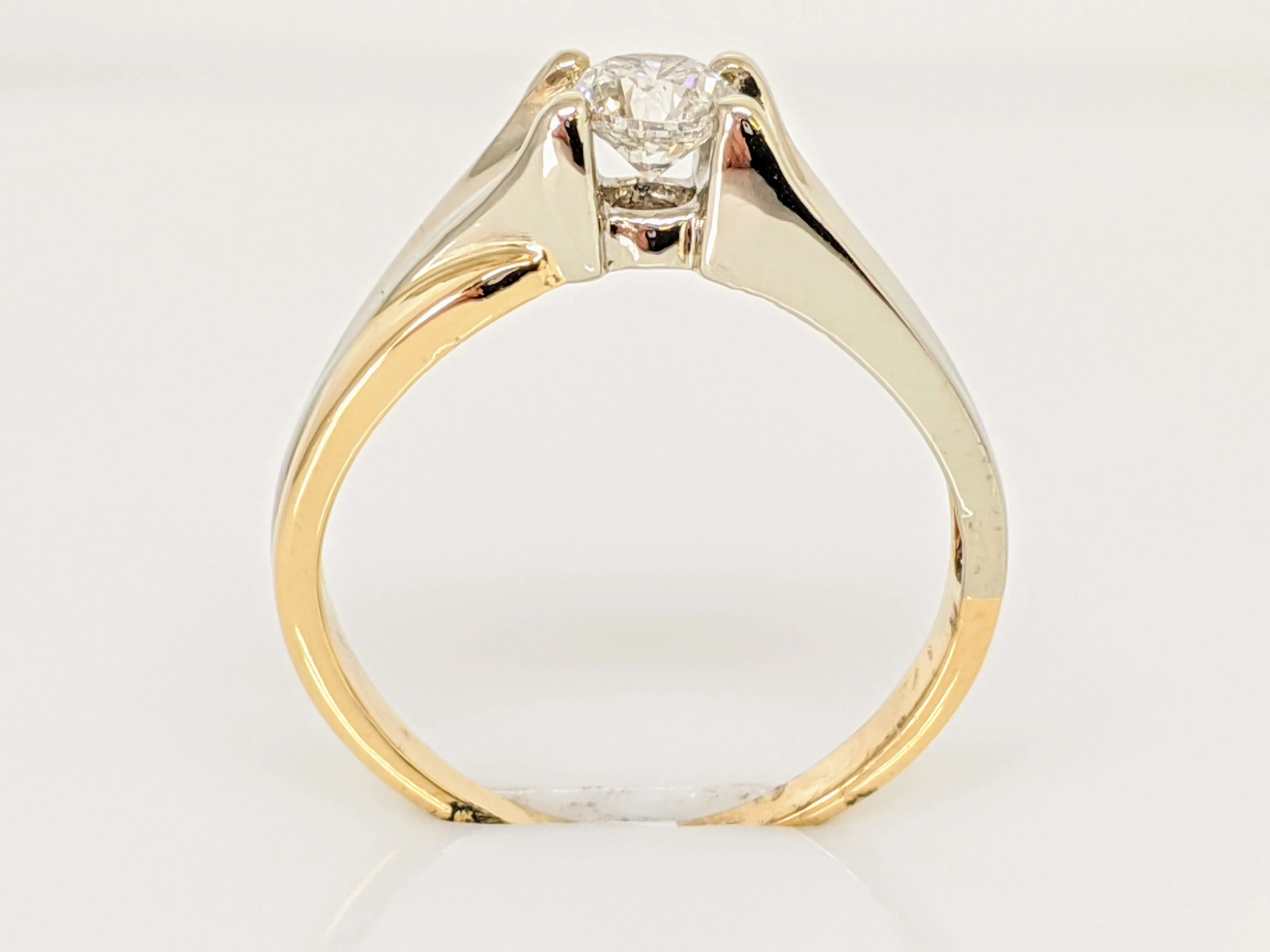 14K TWO-TONE .44 CARAT TOTAL I1 H DIAMOND ROUND ESTATE RING 3.5 GRAMS