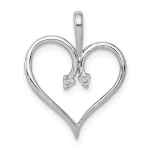 14k White Gold l1 Clarity G-I Color .02ct. Diamond Heart Pendant