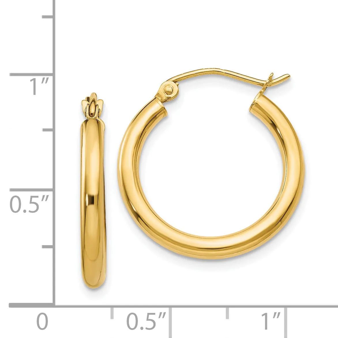 14k Yellow Gold 2.5MM Lightweight Round Earrings