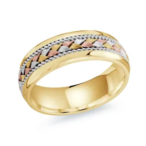 14K Yellow Gold with 14K White Gold and Tri-Metal Weave Ring from the Prestige Collection by Malo - MRD-066-7YWT