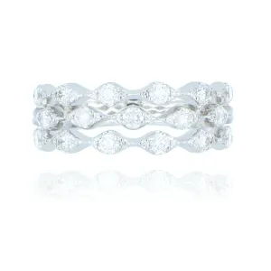 18ct White Gold 0.75ct Diamond 3 Row Ring