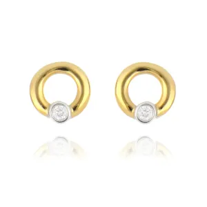 18ct yellow gold 0.05ct diamond circle stud earrings