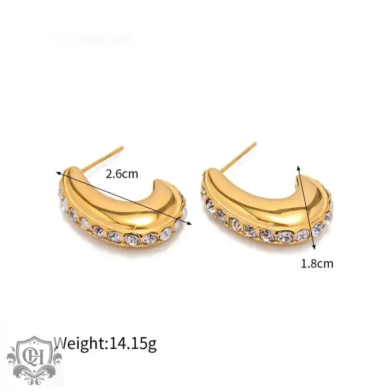 18K Gold Diamond-Encrusted Geometric Earrings