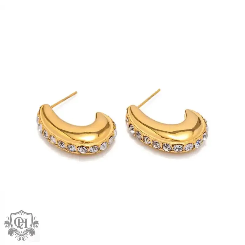 18K Gold Diamond-Encrusted Geometric Earrings