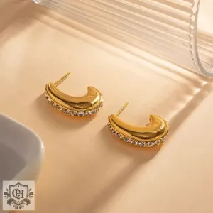 18K Gold Diamond-Encrusted Geometric Earrings