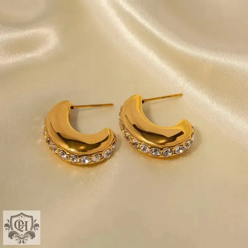 18K Gold Diamond-Encrusted Geometric Earrings