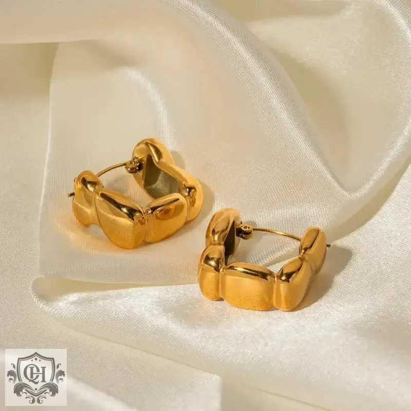 18K Gold Square Bean Minimalist Earrings