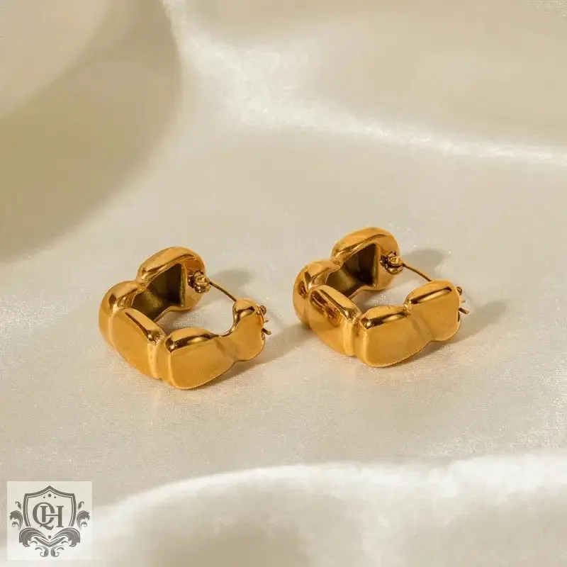 18K Gold Square Bean Minimalist Earrings