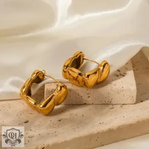 18K Gold Square Bean Minimalist Earrings