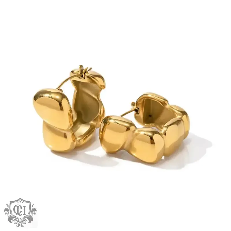 18K Gold Square Bean Minimalist Earrings