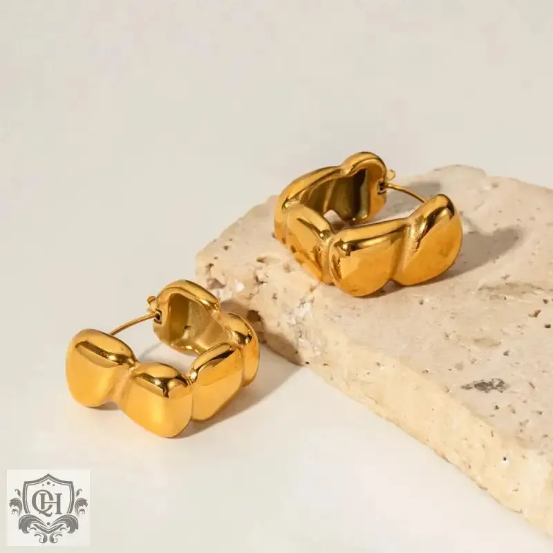 18K Gold Square Bean Minimalist Earrings