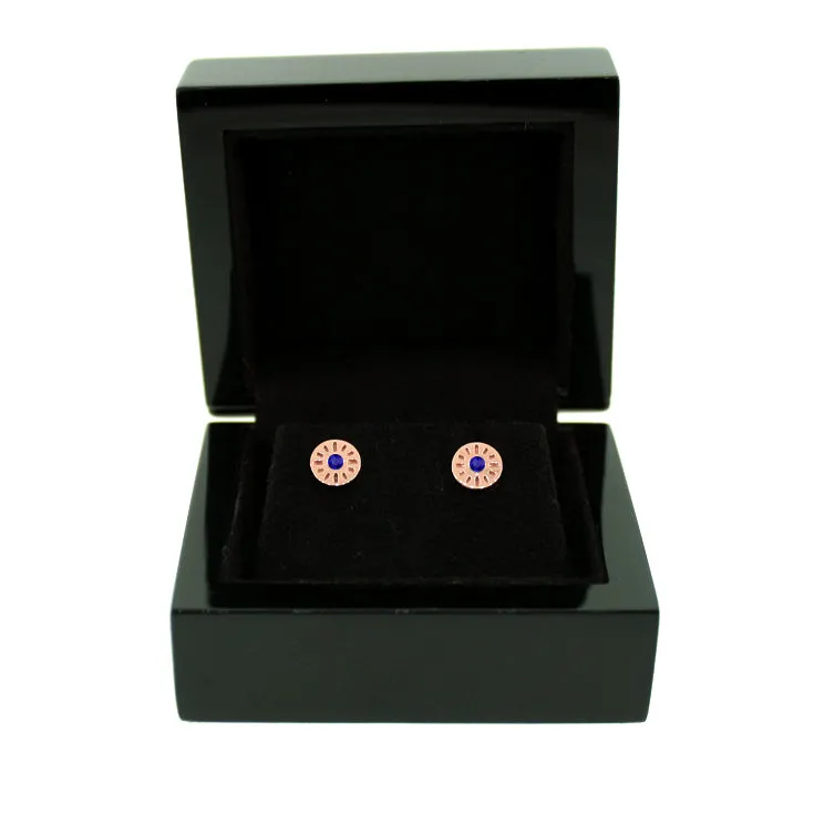 18k Rose Gold Blue Sapphire Earrings Timeless
