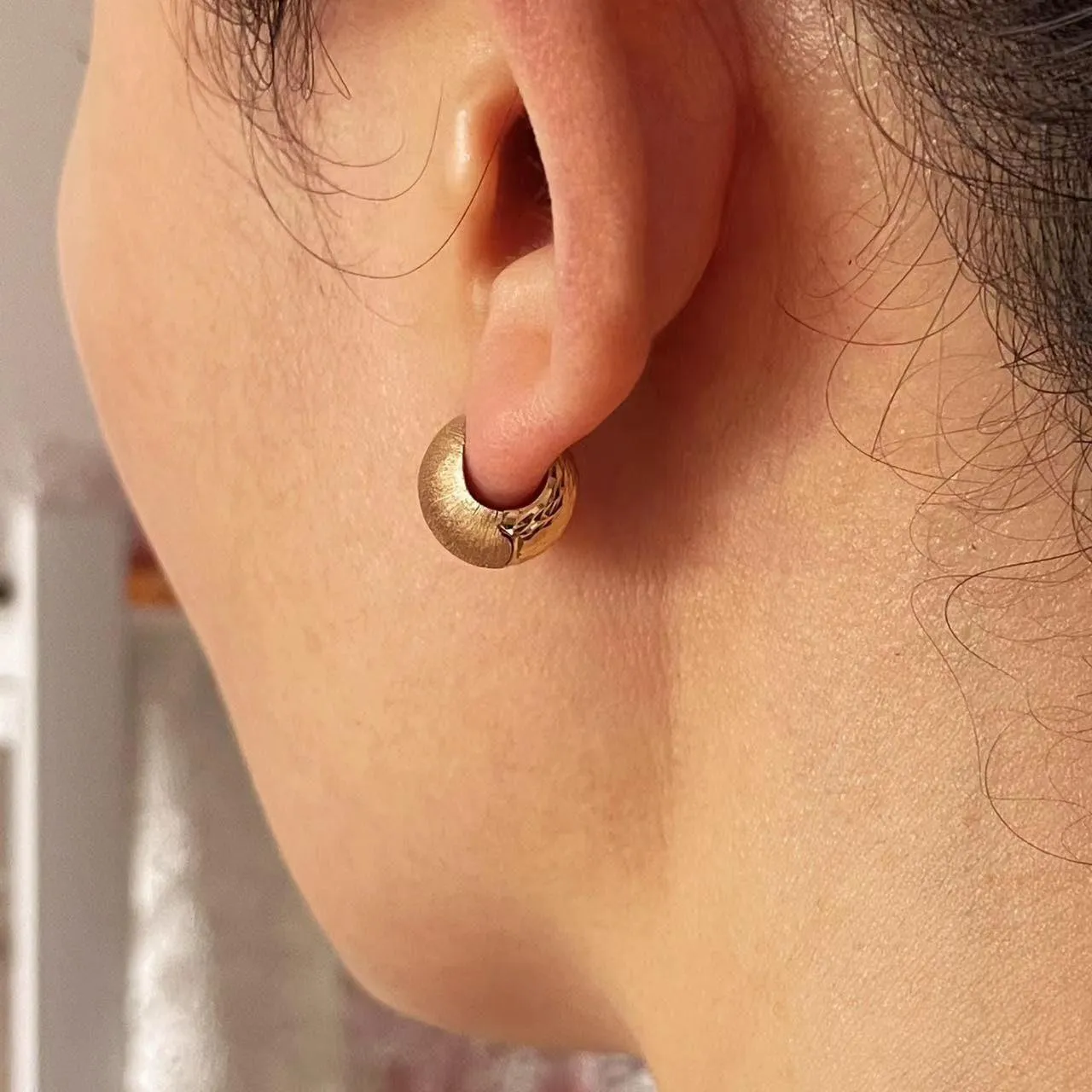 18k Solid Gold Double Sided Disco Ball Huggie Earrings
