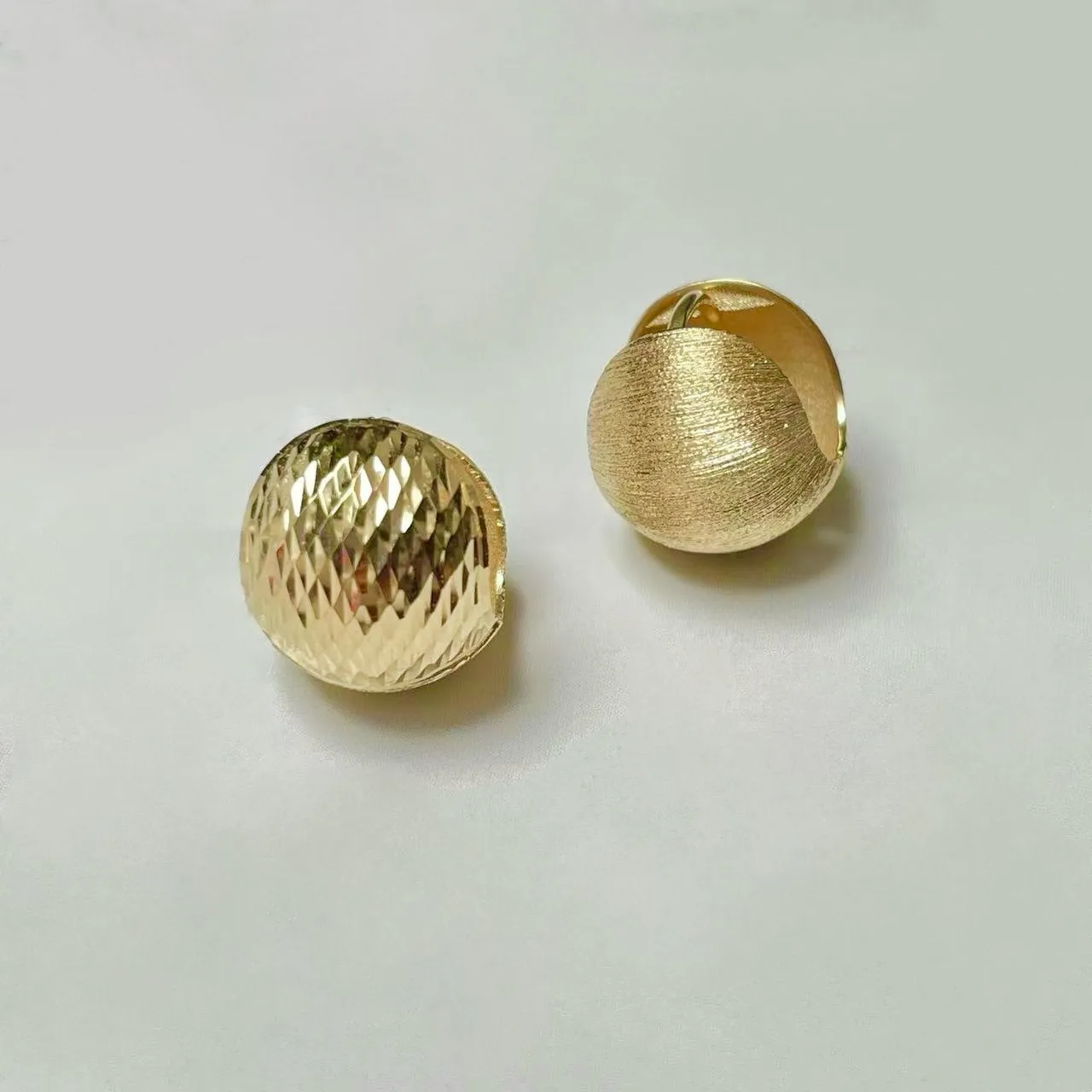 18k Solid Gold Double Sided Disco Ball Huggie Earrings