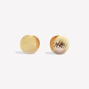 18k Solid Gold Double Sided Disco Ball Huggie Earrings