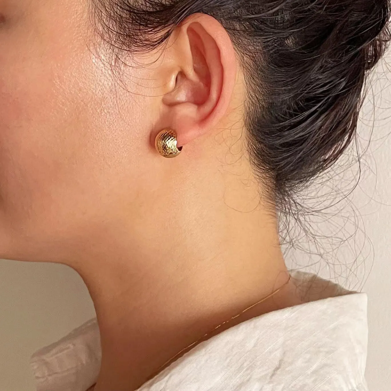 18k Solid Gold Double Sided Disco Ball Huggie Earrings