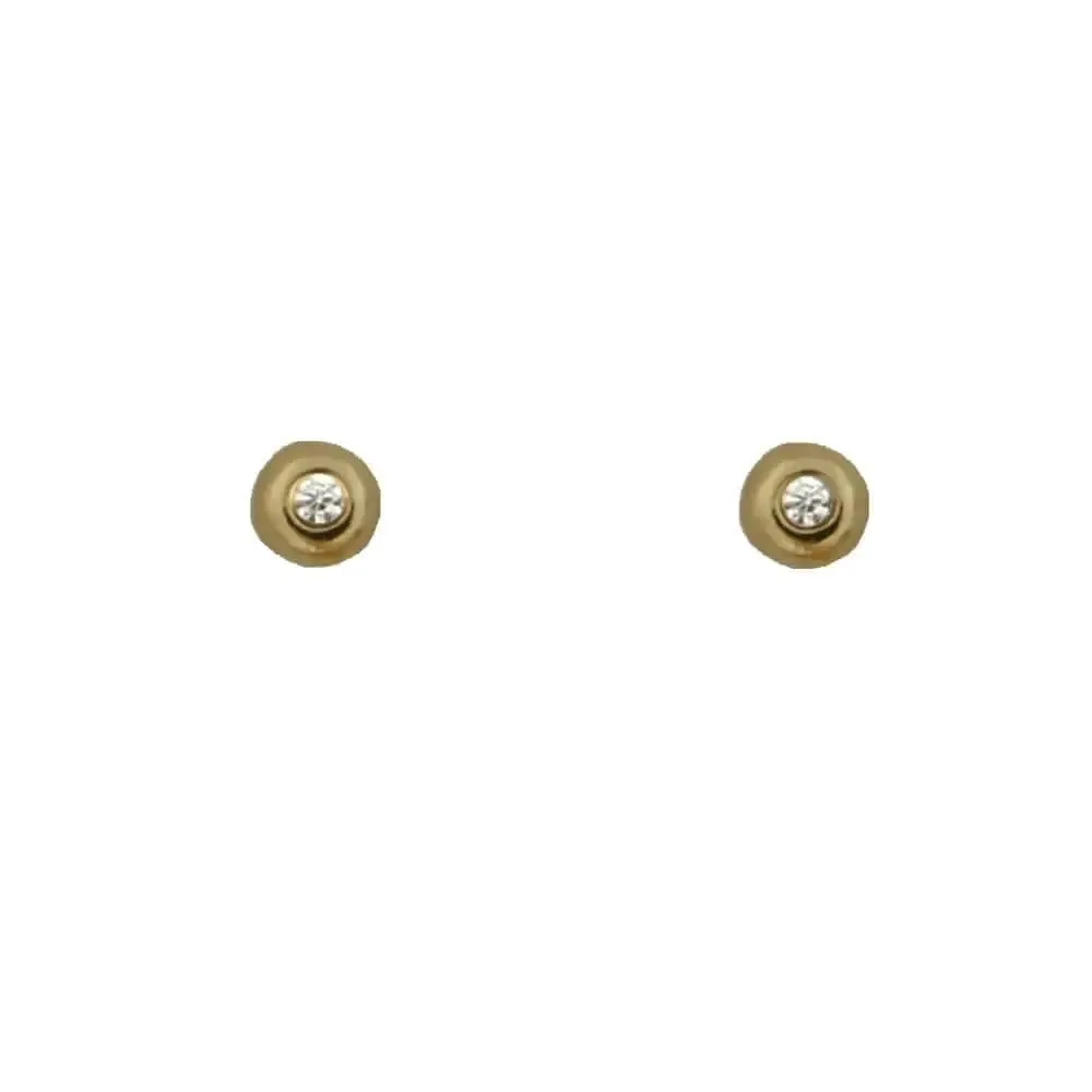 18K Solid Yellow Gold Ball Diamond Screwback Earrings