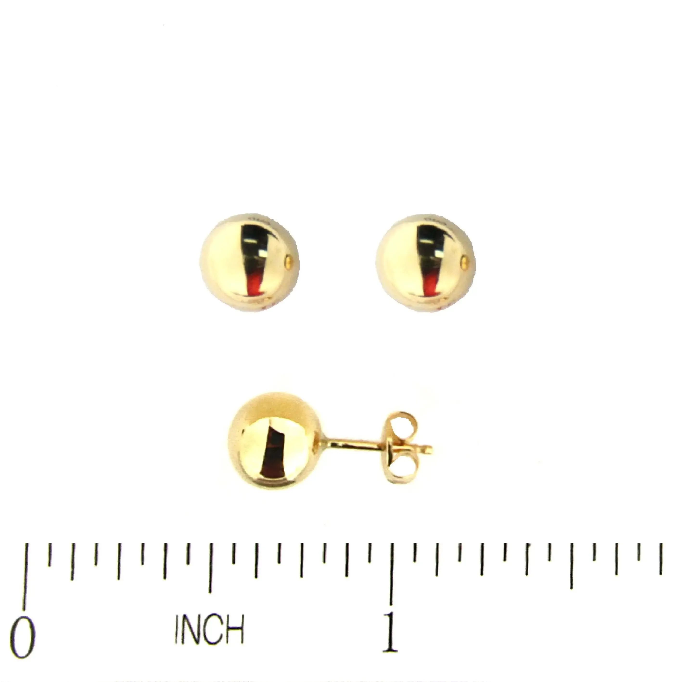 18K Solid Yellow Gold Polished 7 mm. Ball Post Earrings 