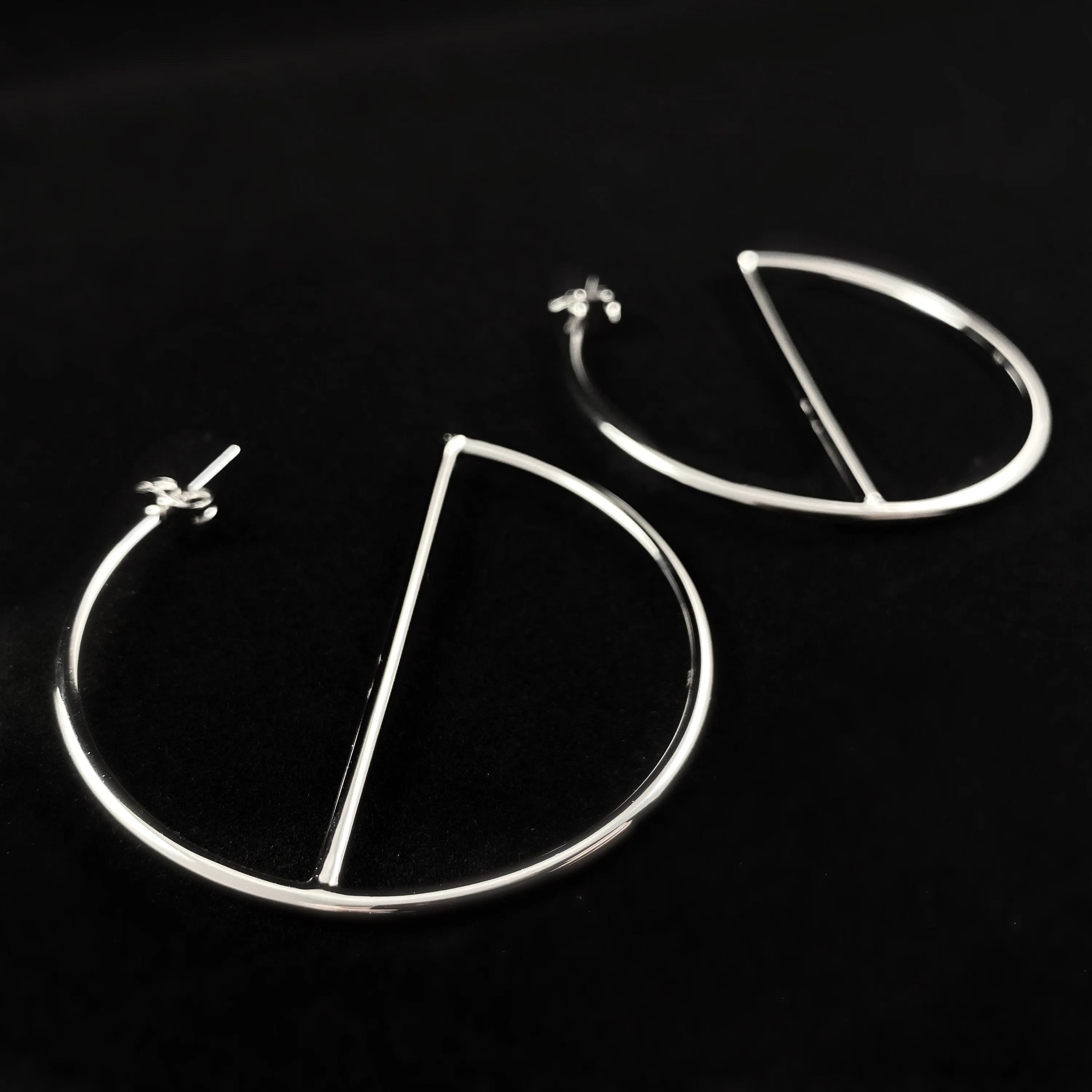 1920s Large Silver Minimalist Hoops Earrings - Glam
