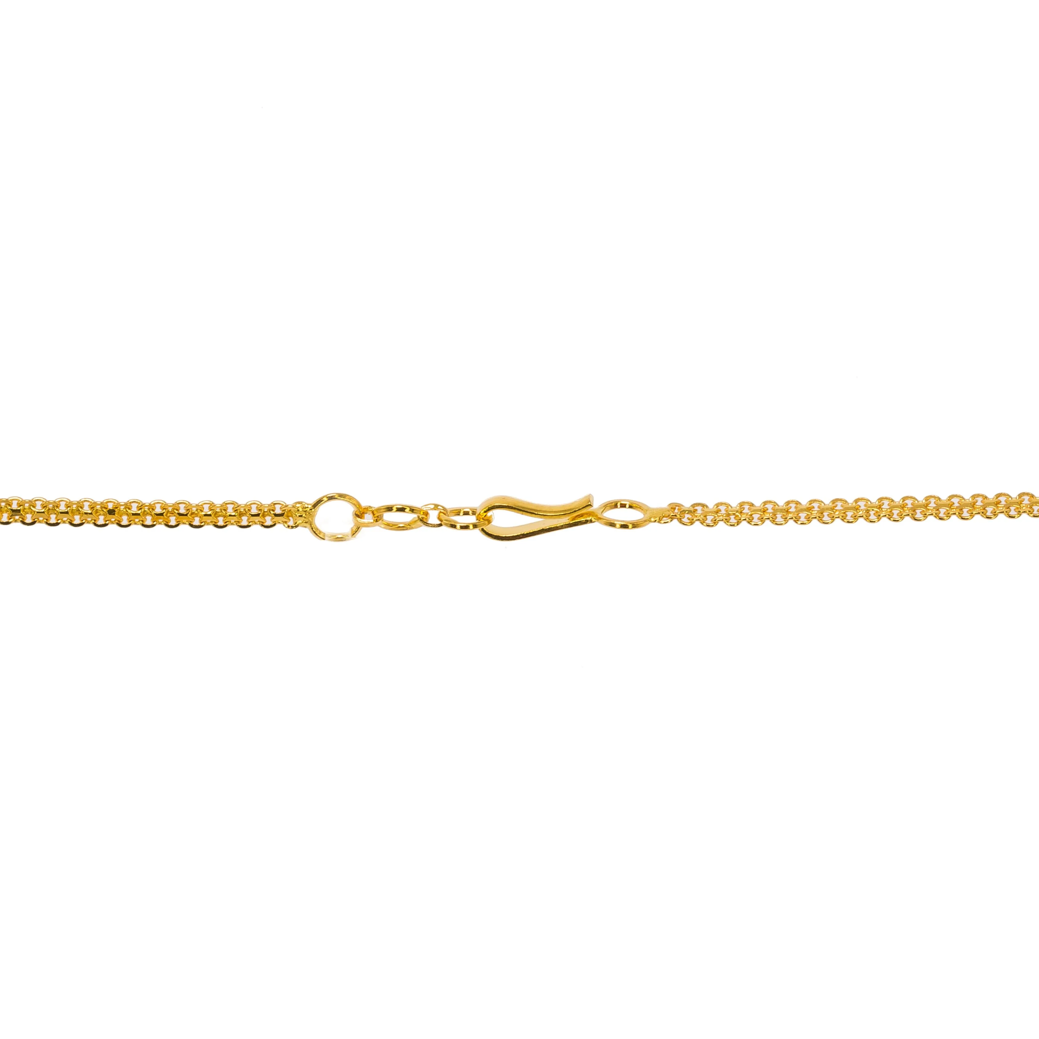 22K Yellow Gold Necklace & Drop Earrings Set W/ CZ Polki & Drop Pearls