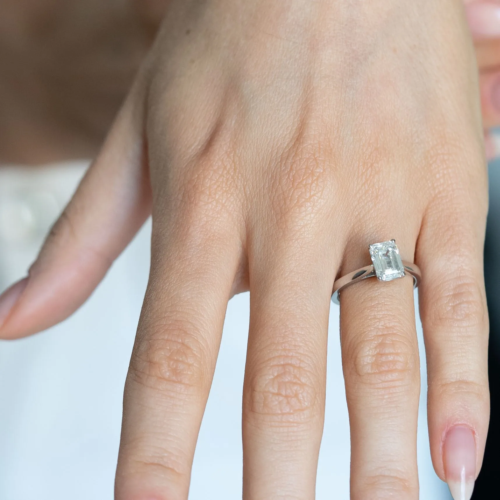 2ct Radiant Cut Lab Grown Diamond Engagement Ring in Platinum (E Color, VS2 Clarity)