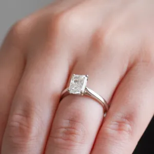 2ct Radiant Cut Lab Grown Diamond Engagement Ring in Platinum (E Color, VS2 Clarity)