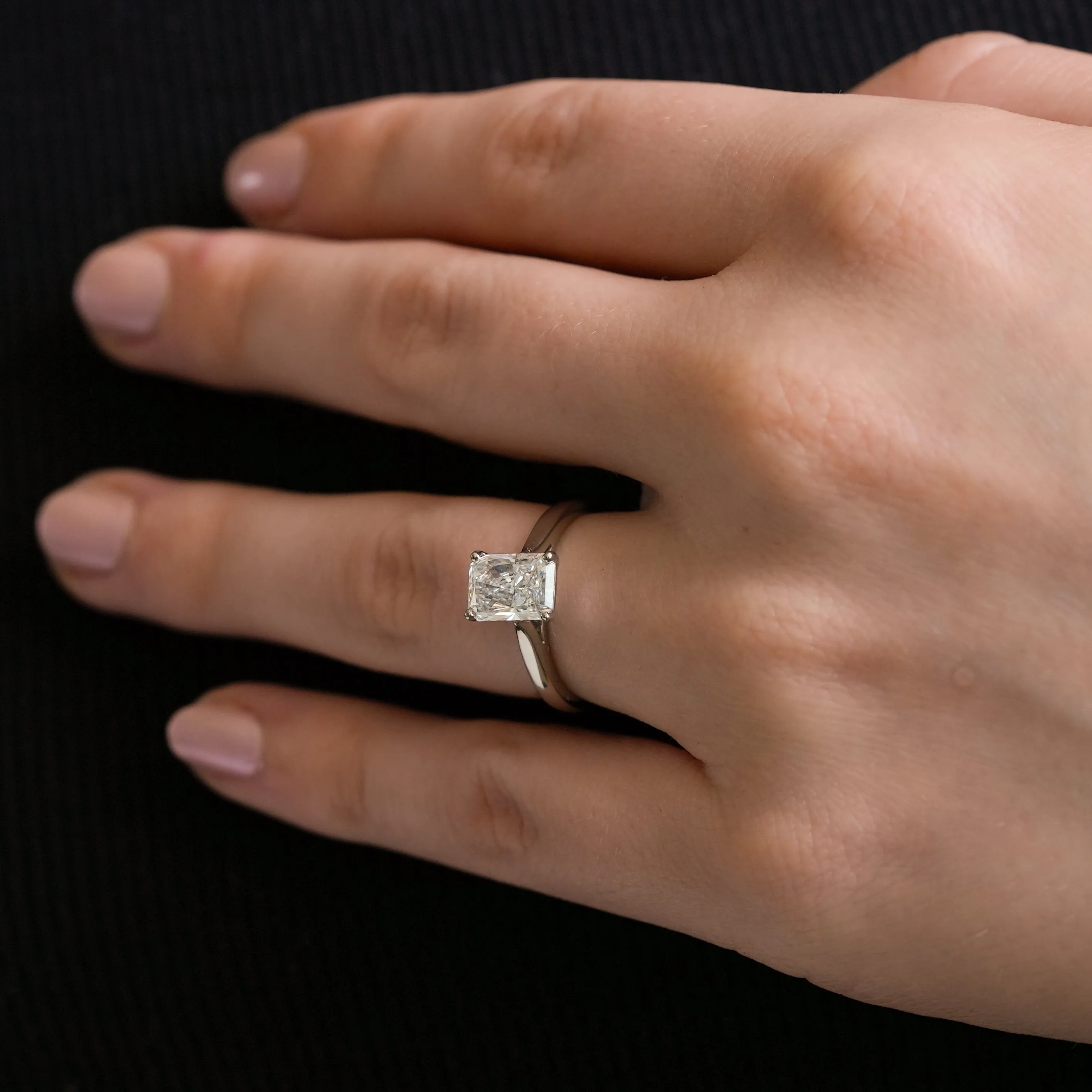 2ct Radiant Cut Lab Grown Diamond Engagement Ring in Platinum (E Color, VS2 Clarity)