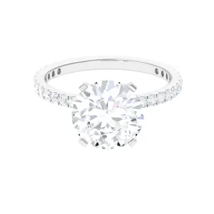 4.75 CT Zircon Solitaire Engagement Ring with Side Stones