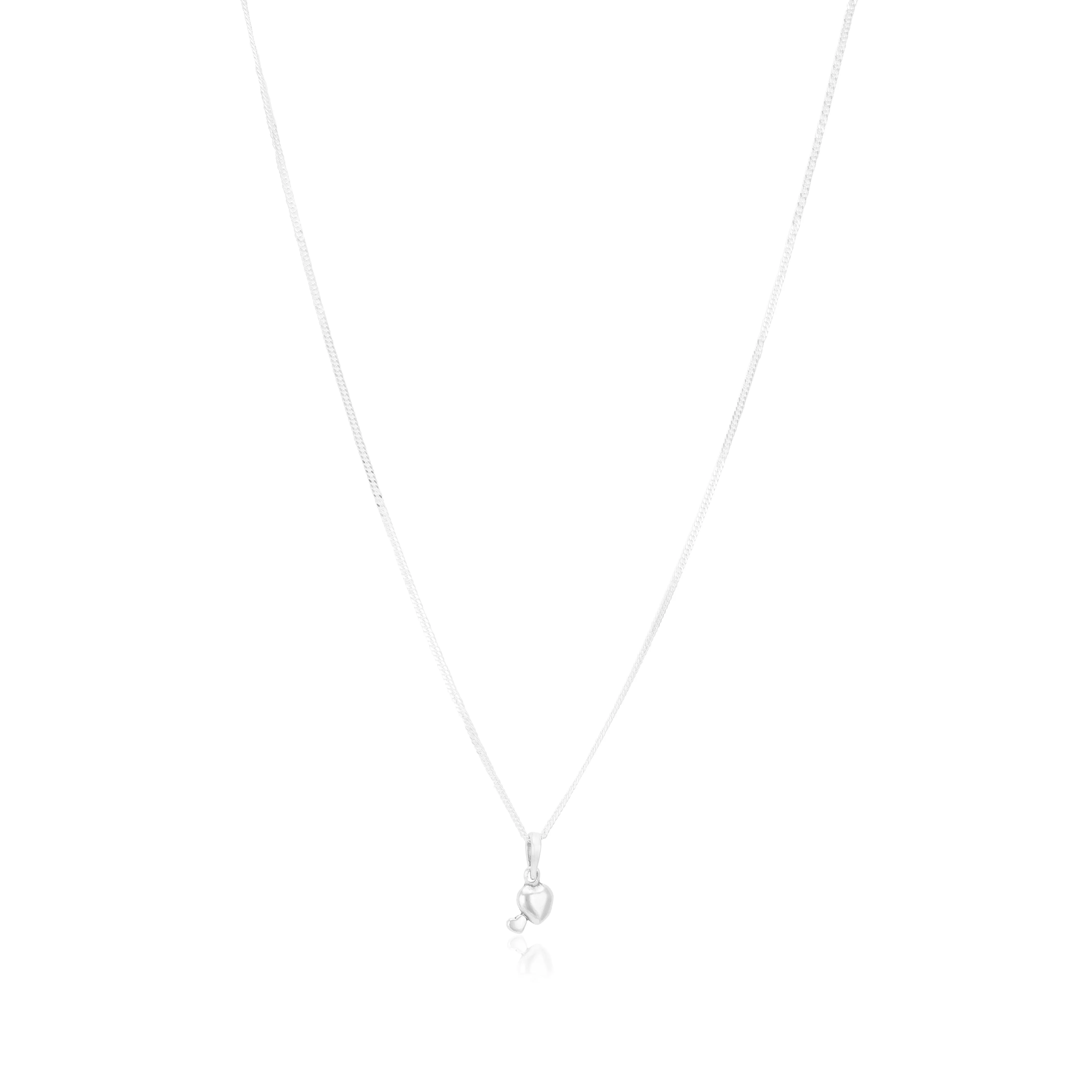 925 Dual Heart Rhodium Plated Sleek Chain Pendants