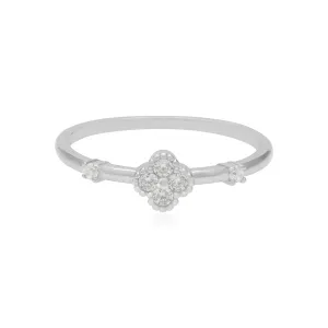 925 Sterling Silver Clover Flower Rhodium Plated Rings For Women