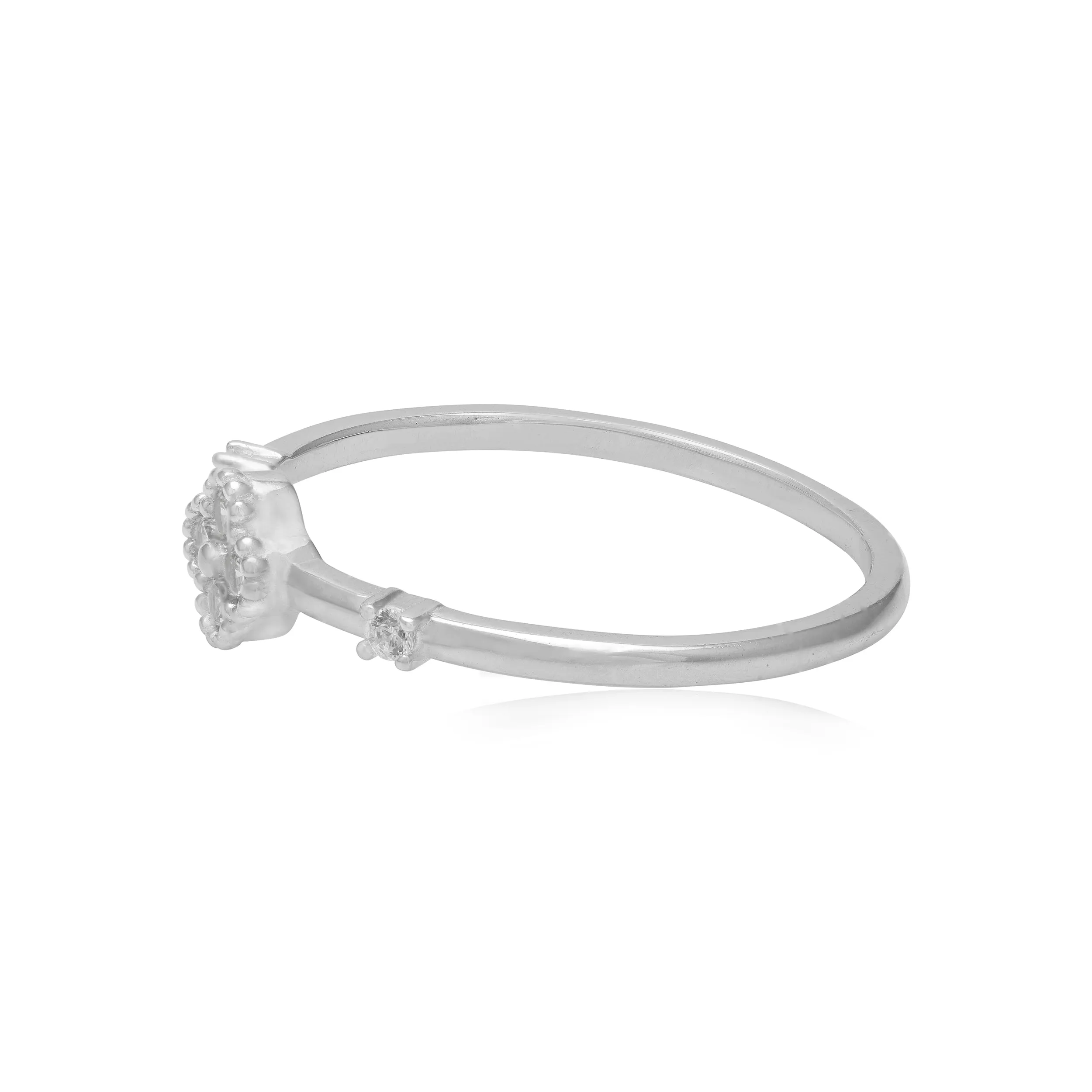 925 Sterling Silver Clover Flower Rhodium Plated Rings For Women