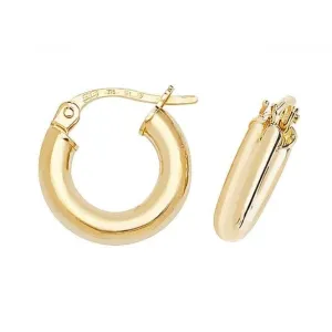 9ct Yellow Gold 08mm Hoop Earrings ER380