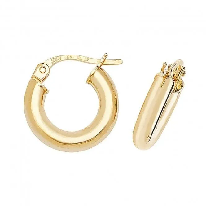 9ct Yellow Gold 08mm Hoop Earrings ER380