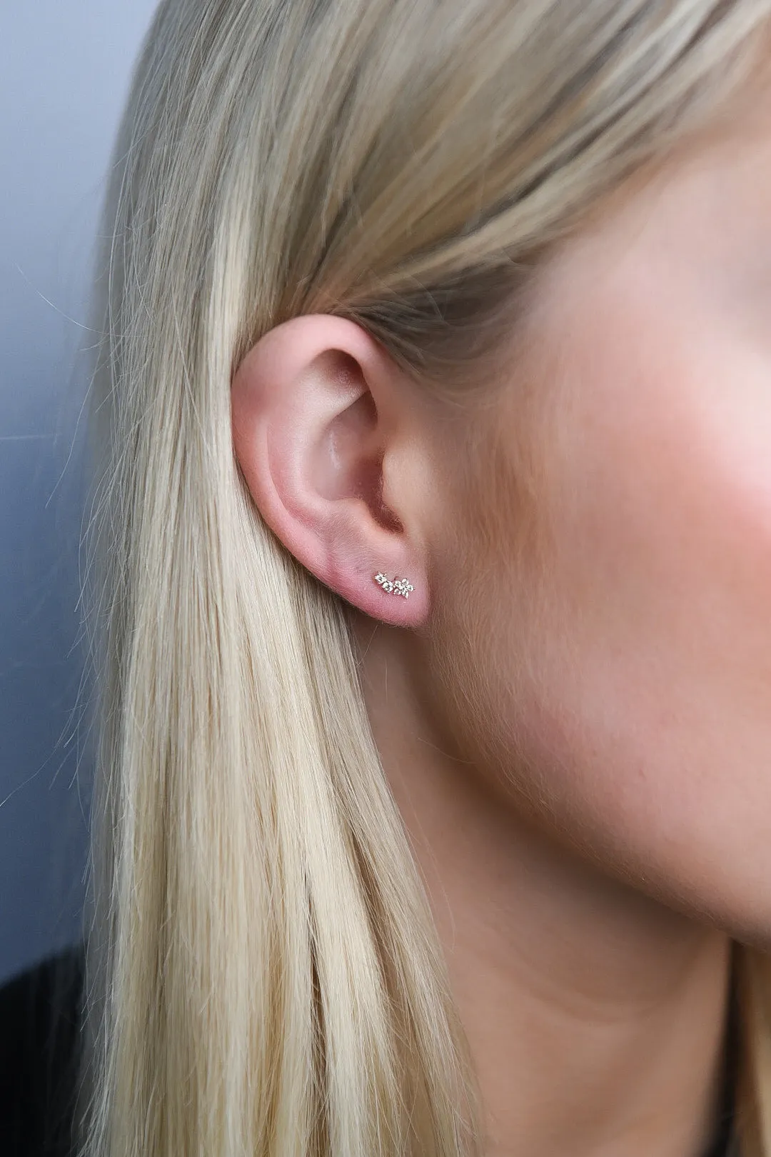 9ct Yellow Gold Flower And Round Cz Stud Earrings